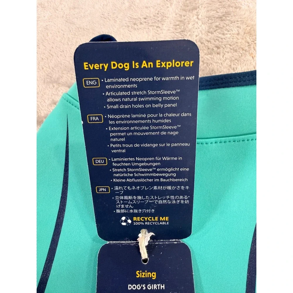 NWT Ruffwear Dog Undercoat Water Jacket Neoprene Teal Blue XS